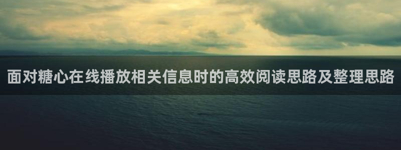 糖心vlog网址进入:面对糖心在线播放相关信息时的高效阅读思路及整理思路